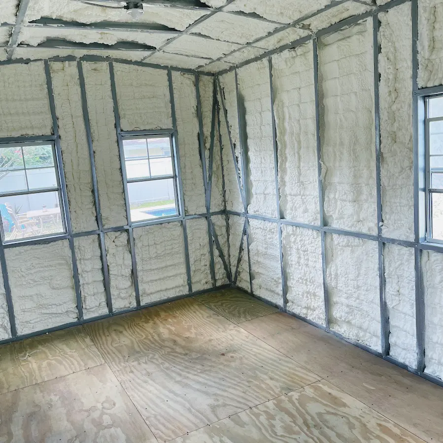 Closed-cell spray foam insulation applied to wall cavities in a residential project in Clarksville